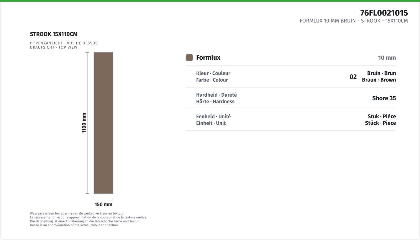 FORMLUX 10 MM BROWN - STRIPE 15X110CM