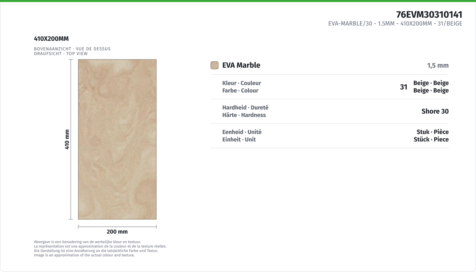 EVA-MARBLE/30 - 1.5MM 410X200MM - 31/BEIGE