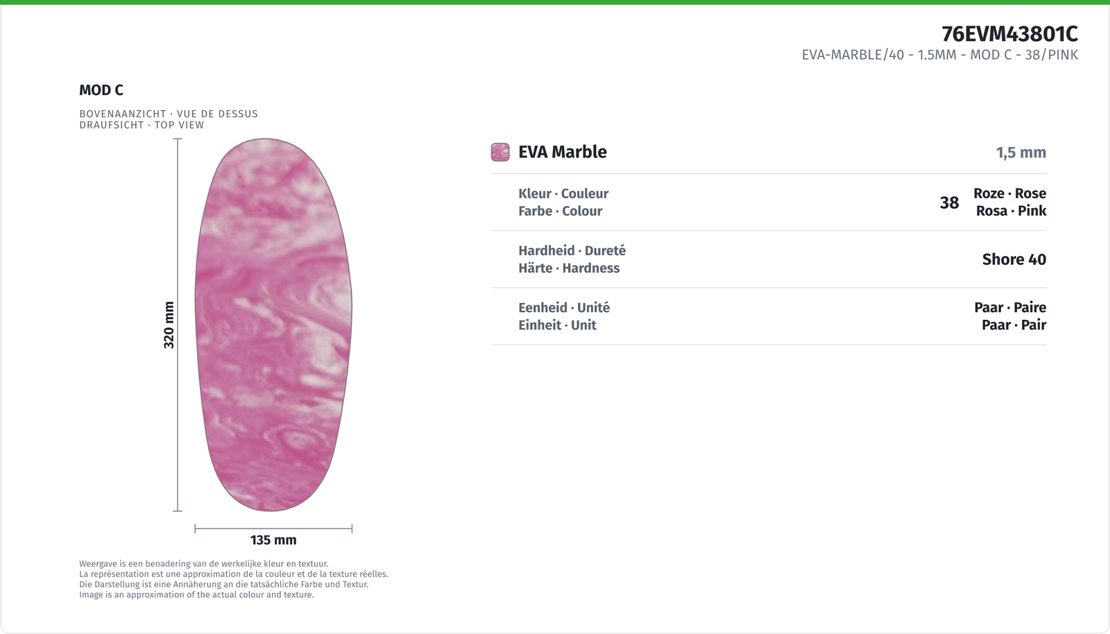 EVA-MARBLE/40 - 1.5MM - MOD C 38/PINK