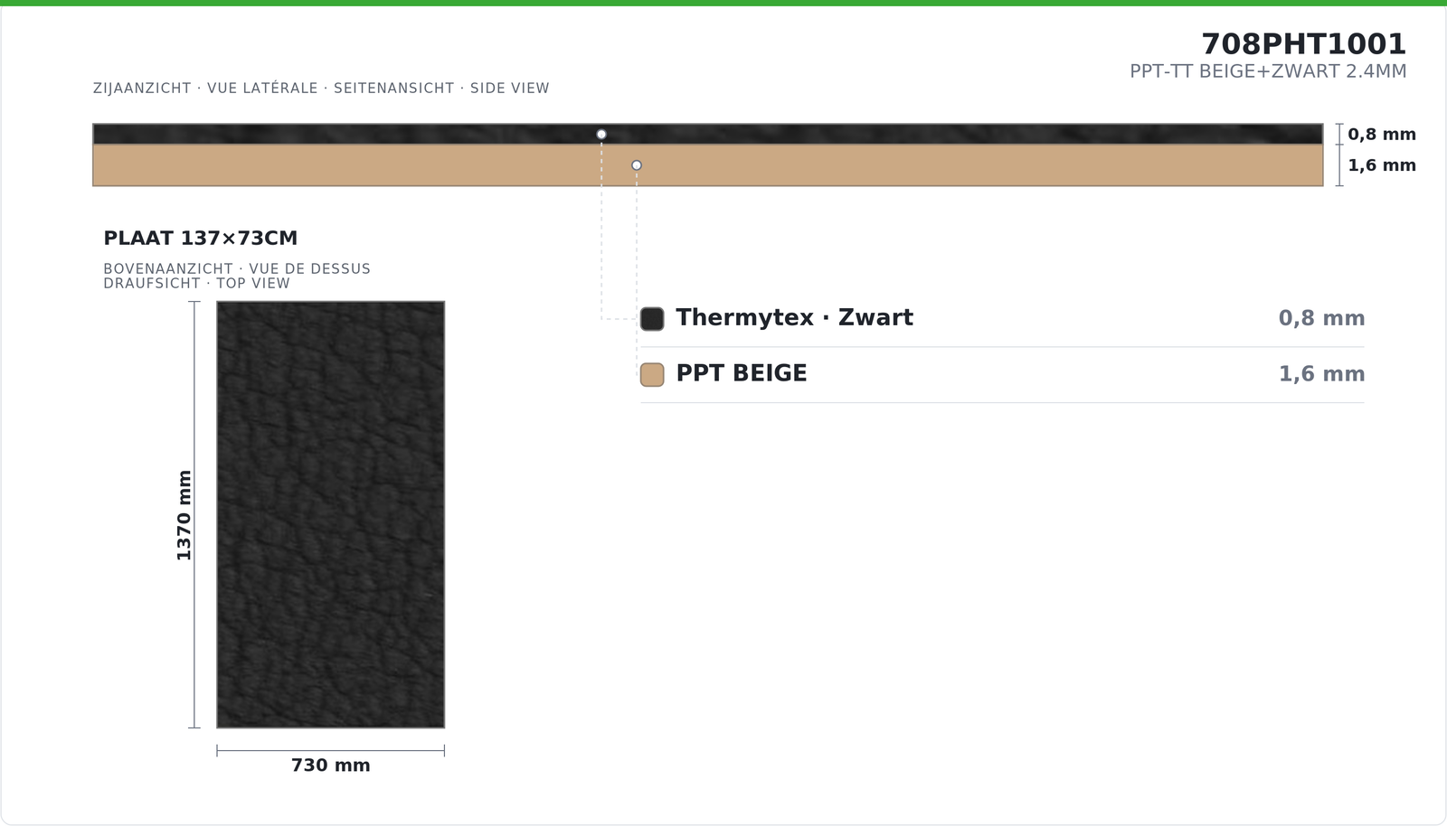 PPT-TT BEIGE+BLACK 2.4MM 137x73CM