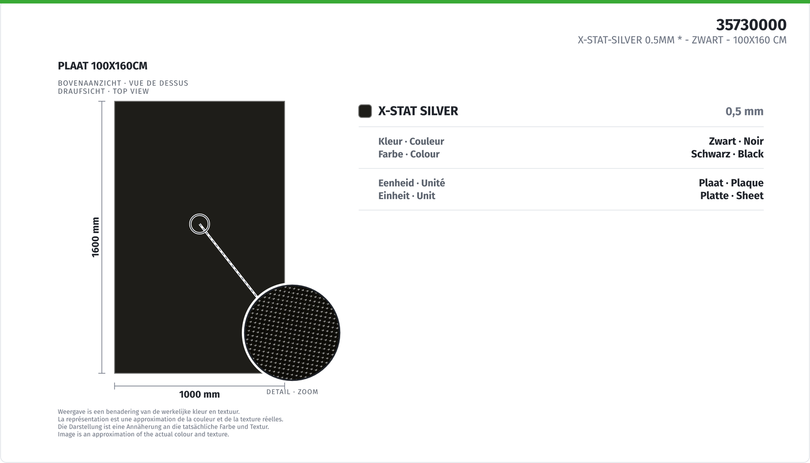 X-STAT-SILVER 0.5MM * BLACK - 100X160 CM