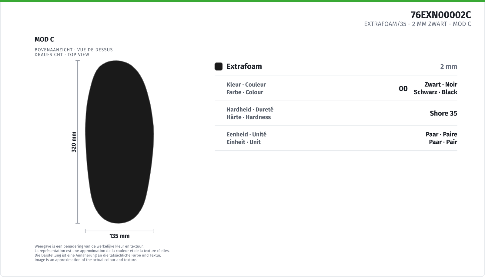 EXTRAFOAM/35 - 2 MM SCHWARZ MOD C