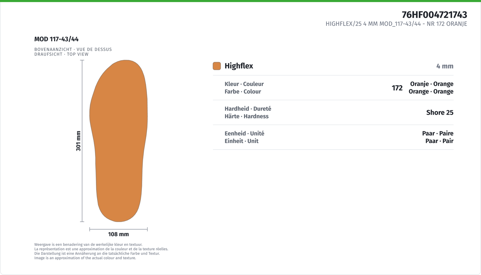 HIGHFLEX/25 4 MM MOD_117-43/44 NR 172 ORANJE