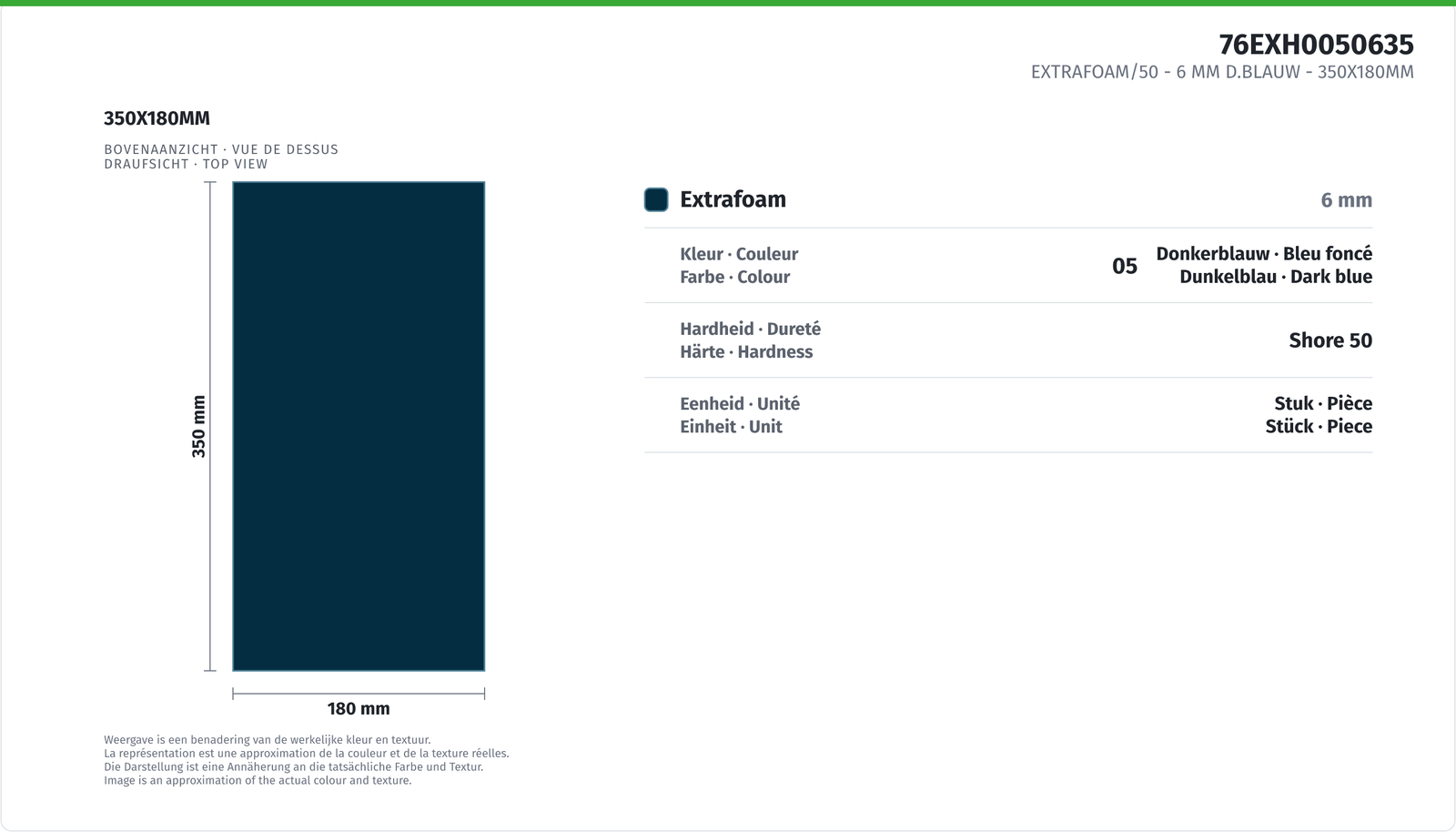 EXTRAFOAM/50 - 6 MM D.BLAU 350X180MM