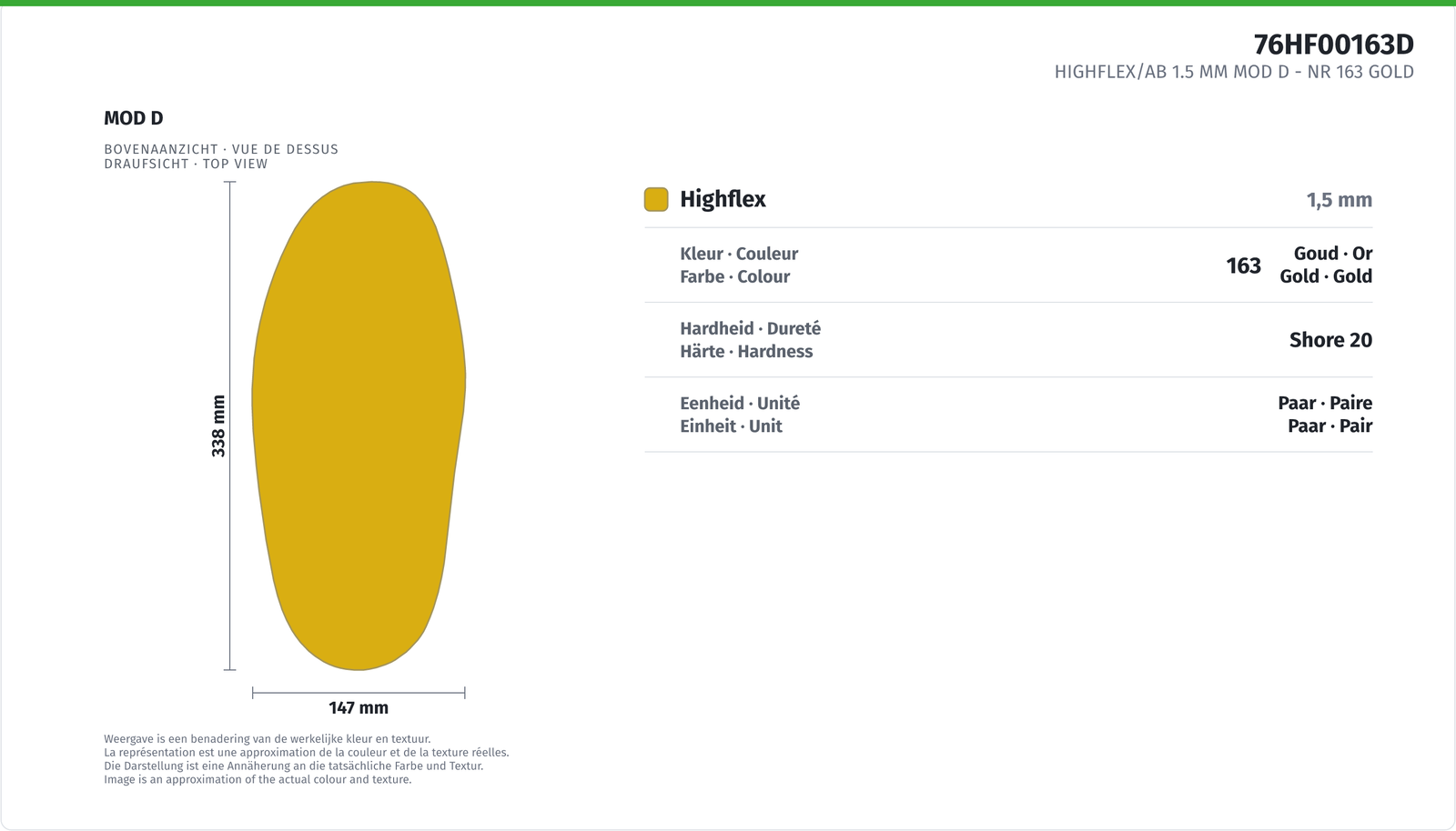 HIGHFLEX/AB 1.5 MM MOD D NR 163 GOLD