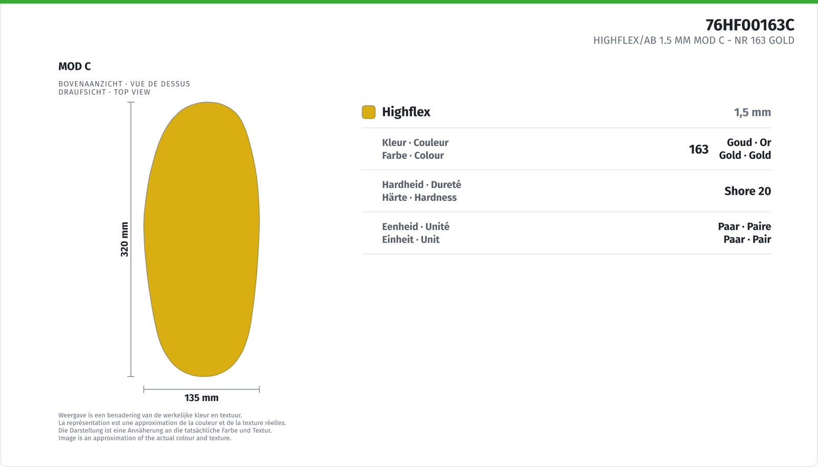 HIGHFLEX/AB 1.5 MM MOD C NR 163 GOLD