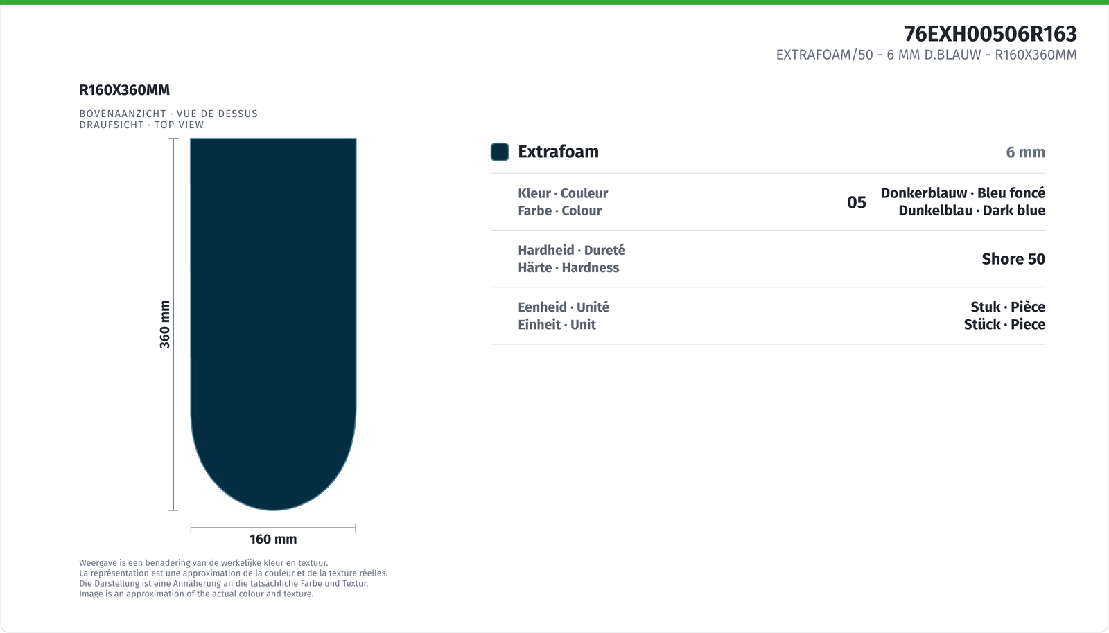 EXTRAFOAM/50 - 6 MM D.BLAU R160X360MM