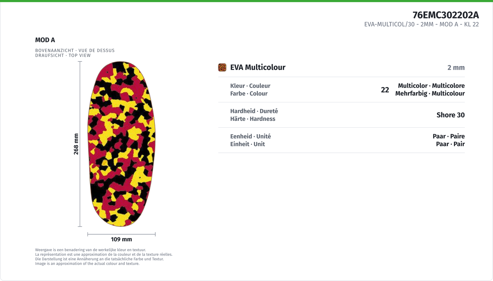 EVA-MULTICOL/30 - 2MM - MOD A COL 22