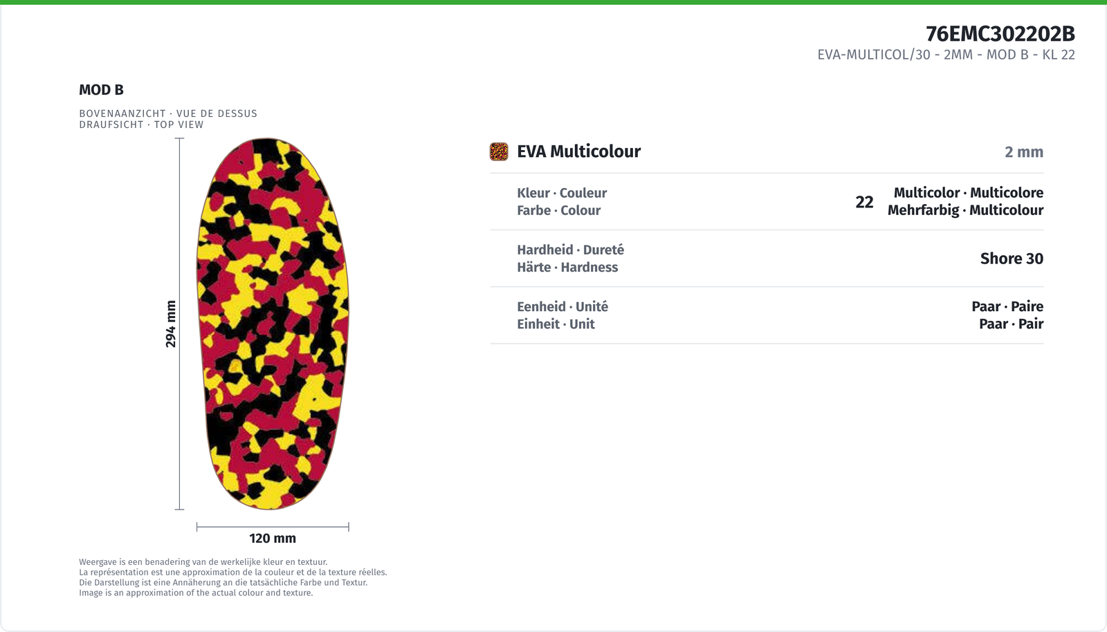 EVA-MULTICOL/30 - 2MM - MOD B COL 22
