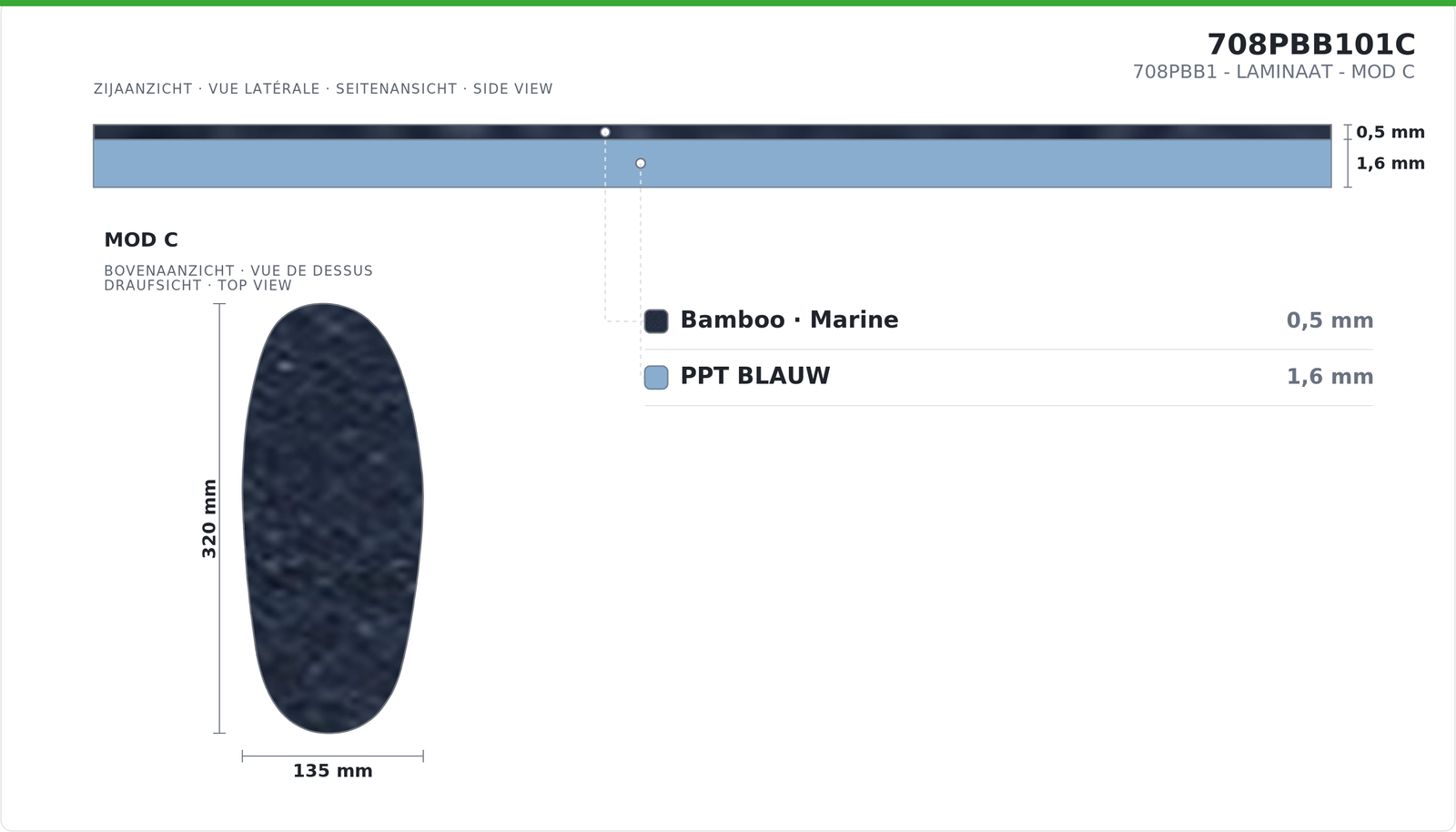 708PBB1 - LAMINATE - MOD C BAMBOO/PPT