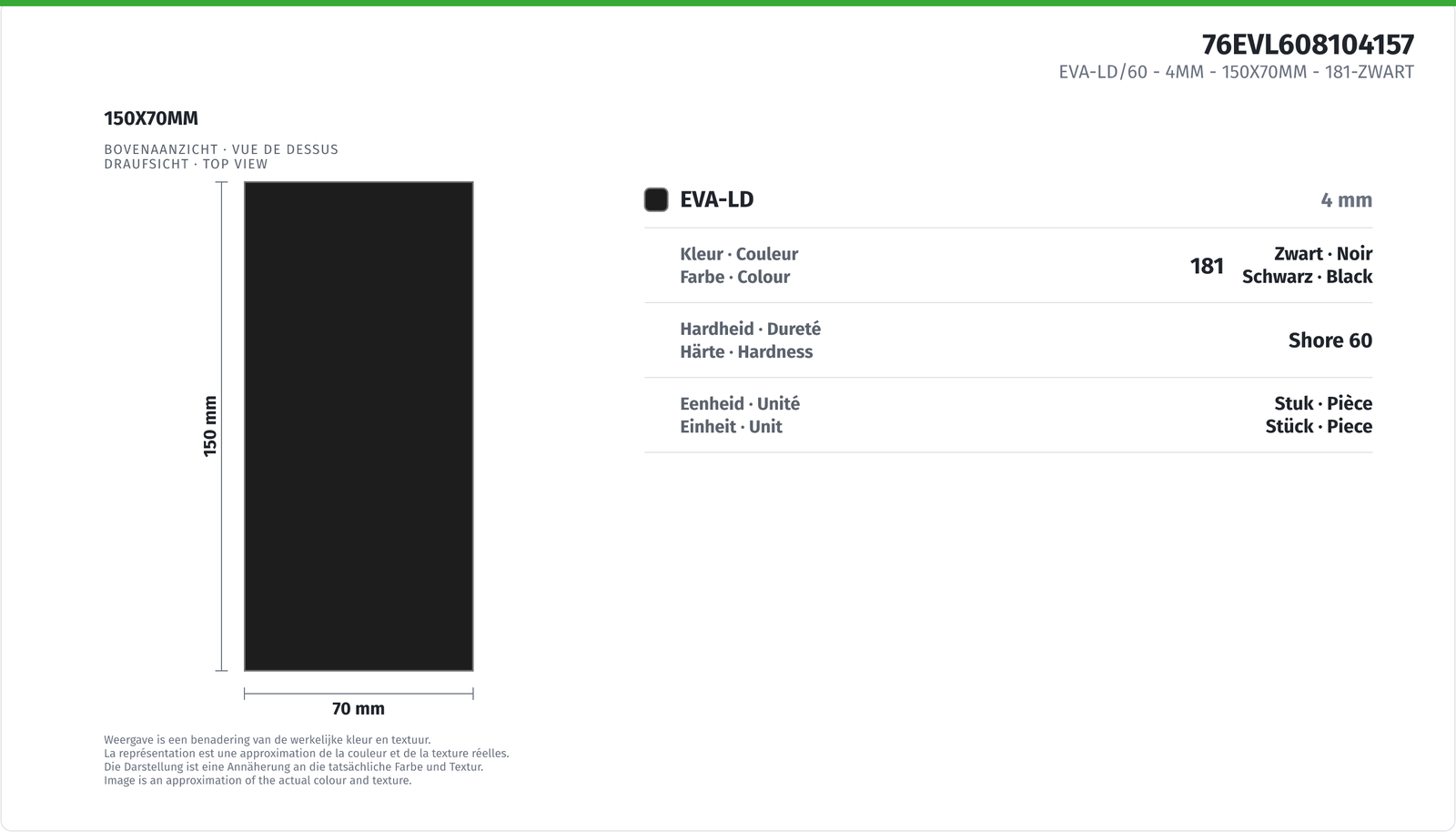 EVA-LD/60 - 4MM - 150X70MM 181-NOIR