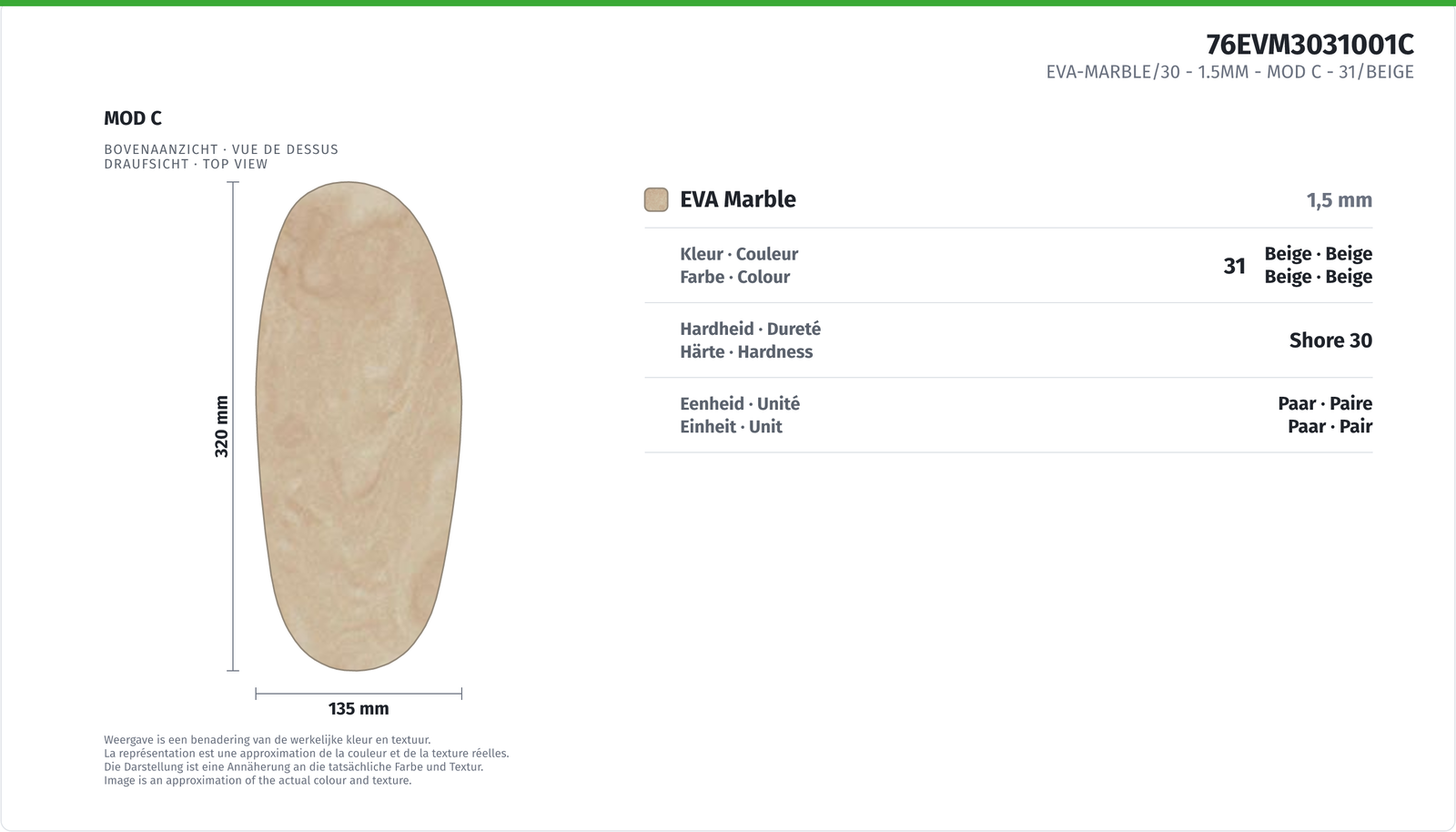 EVA-MARBLE/30 - 1.5MM - MOD C 31/BEIGE