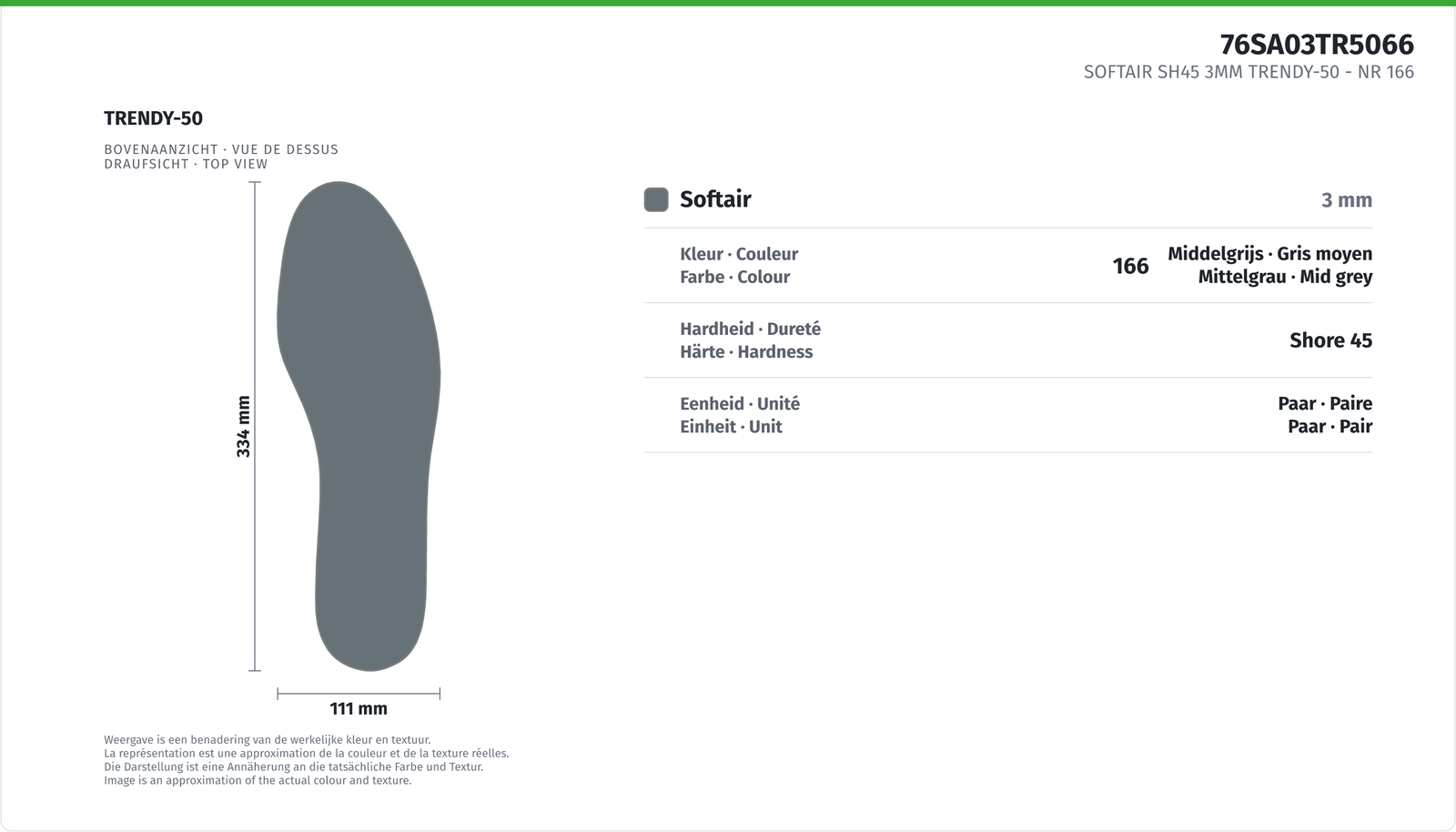 SOFTAIR SH45 3MM TRENDY-50 NR 166