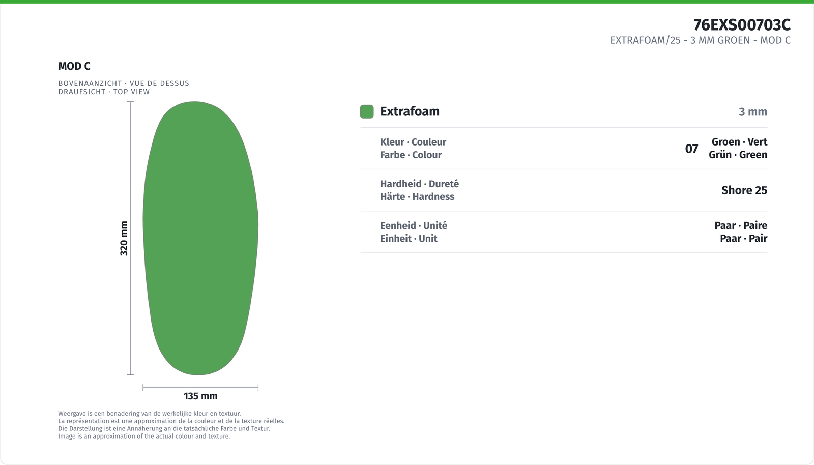 EXTRAFOAM/25 - 3 MM GREEN MOD C