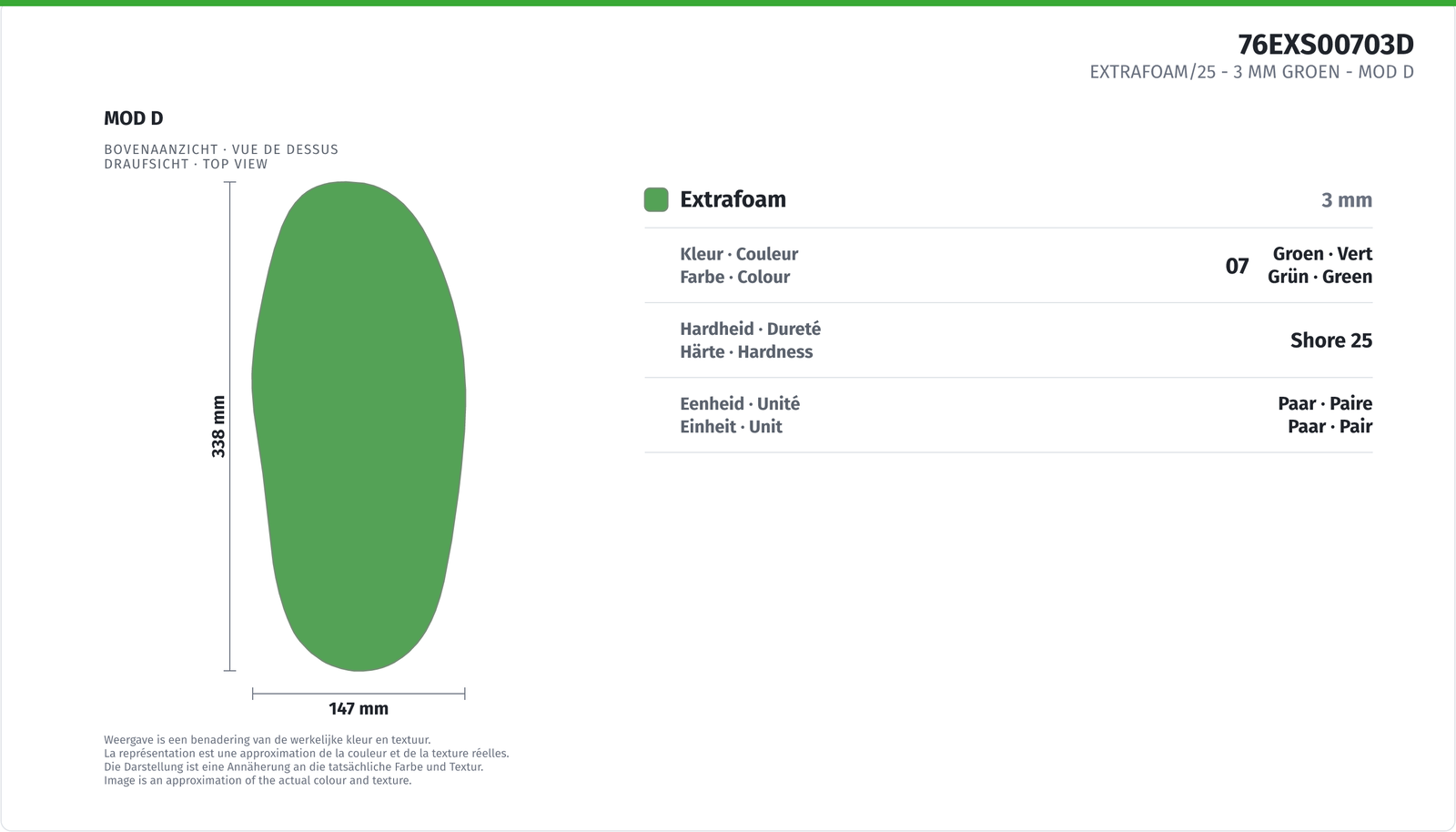 EXTRAFOAM/25 - 3 MM GREEN MOD D