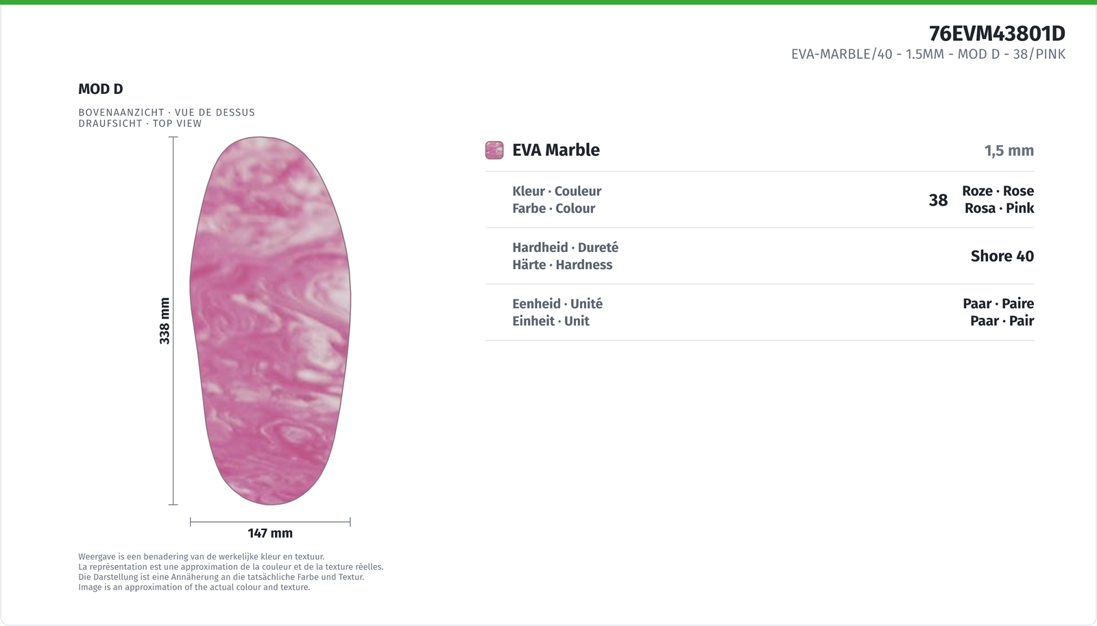 EVA-MARBLE/40 - 1.5MM - MOD D 38/PINK