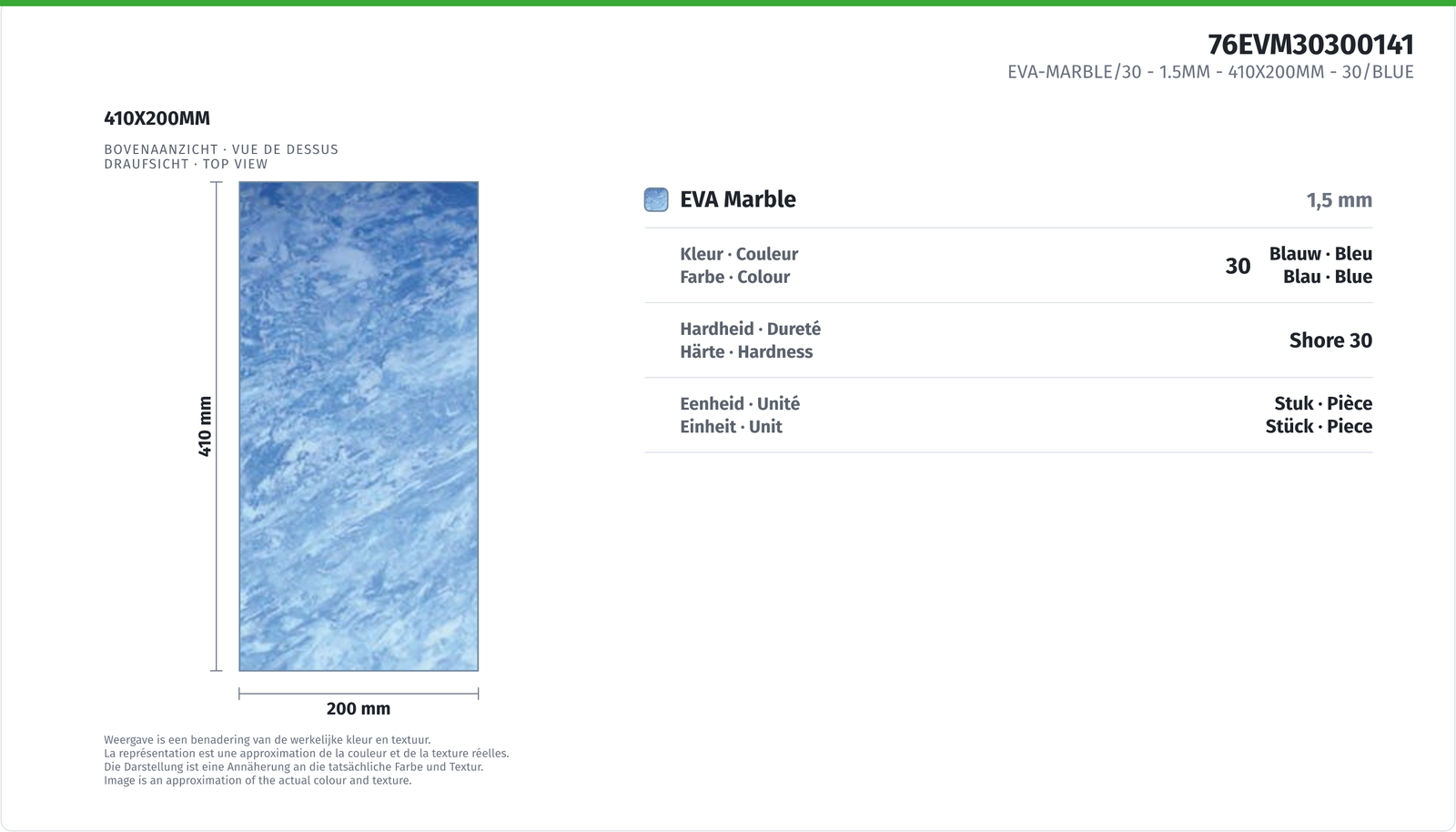 EVA-MARBLE/30 - 1.5MM 410X200MM - 30/BLUE
