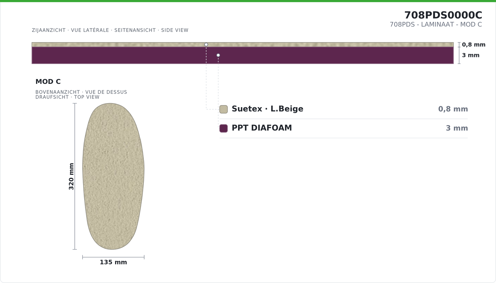 708PDS - LAMINATE - MOD C SUETEX/PPT-DIAF