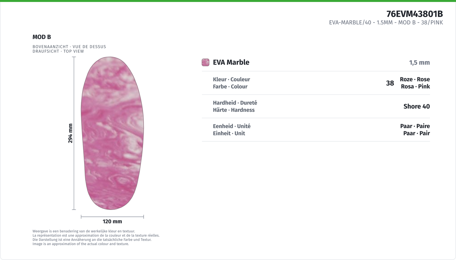 EVA-MARBLE/40 - 1.5MM - MOD B 38/PINK