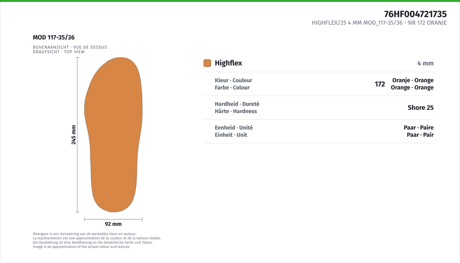 HIGHFLEX/25 4 MM MOD_117-35/36 NR 172 ORANJE