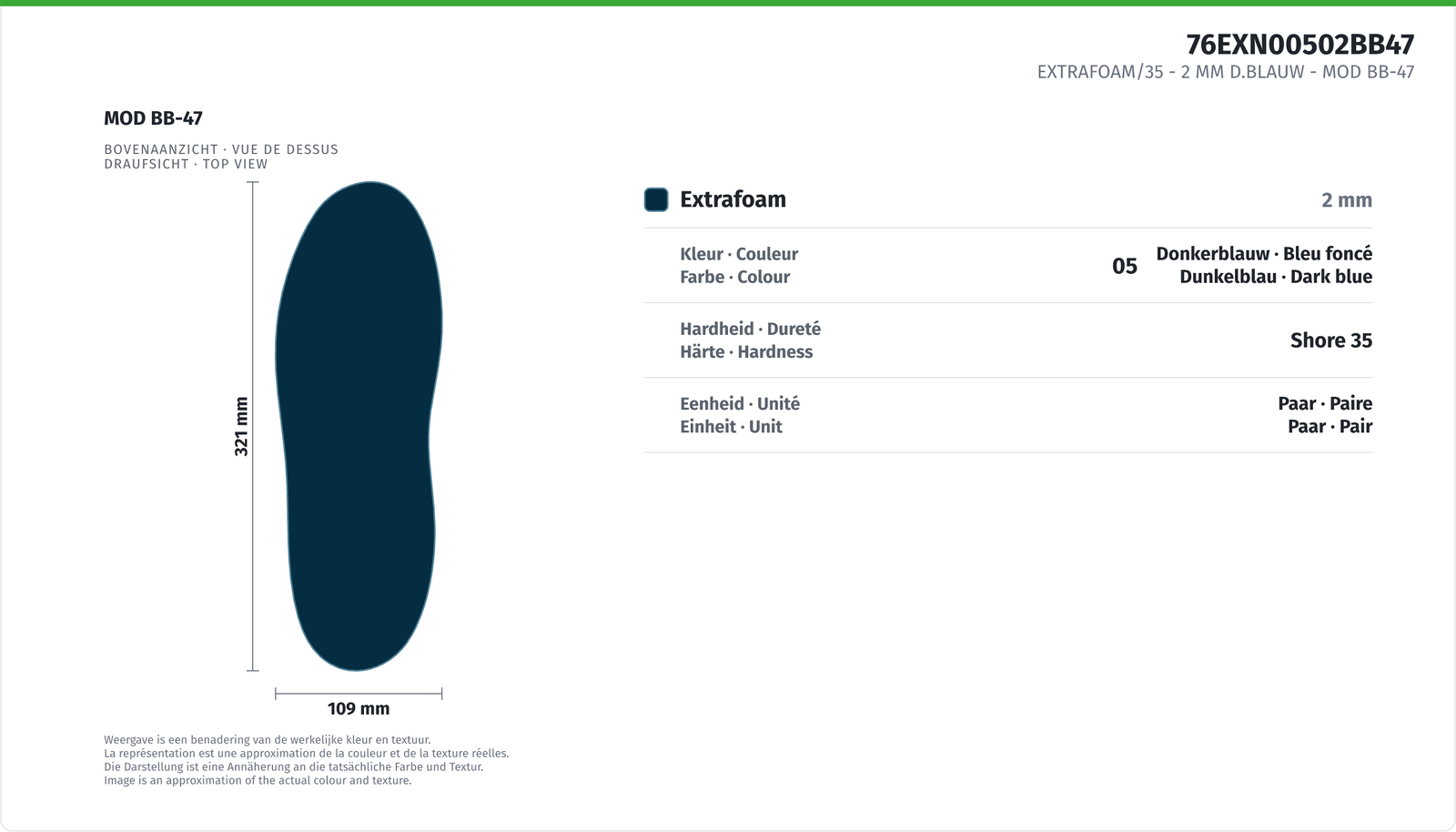 EXTRAFOAM/35 - 2 MM D.BLAU MOD BB-47