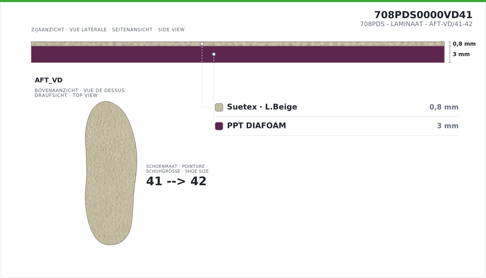 708PDS - LAMINATE - AFT-VD/41-42 SUETEX/PPT-DIAF