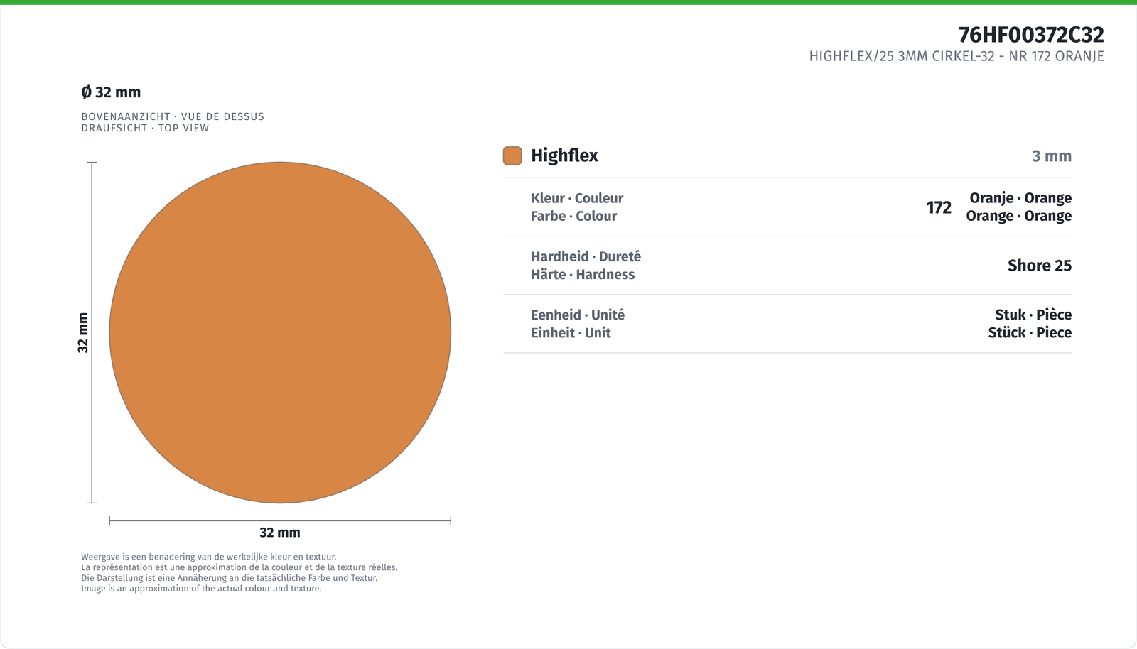HIGHFLEX/25 3MM CIRKEL-32 NR 172 ORANJE