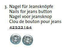 JEANS BUTTON - NAIL JP/3164 - 50 PCS